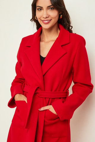Manteau long droit - Rouge
