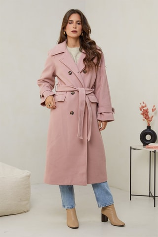 Manteau long droit - Rose