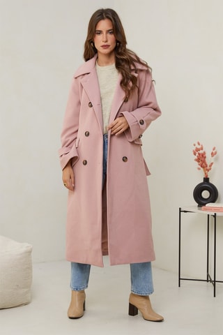Manteau long droit - Rose