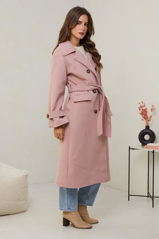 Manteau long droit - Rose