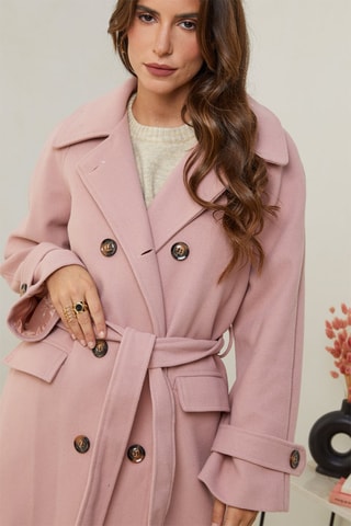 Manteau long droit - Rose