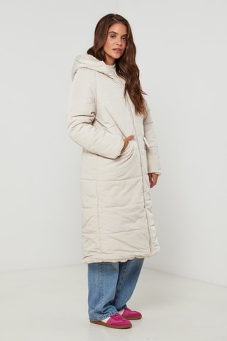 Doudoune droite à capuche - Beige