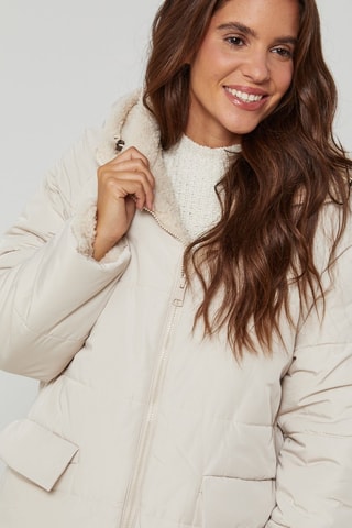 Doudoune droite à capuche - Beige