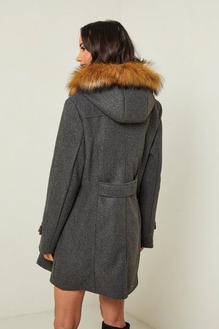 Manteau droit à capuche - Anthracite