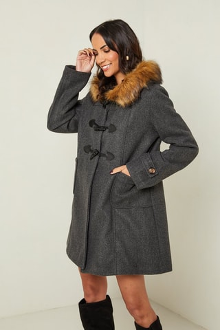 Manteau droit à capuche - Anthracite