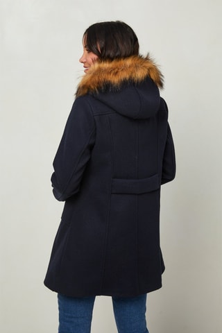 Manteau droit à capuche - Bleu
