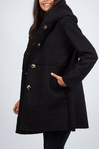 Manteau droit à capuche - Noir