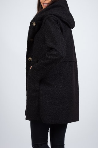 Manteau droit à capuche - Noir