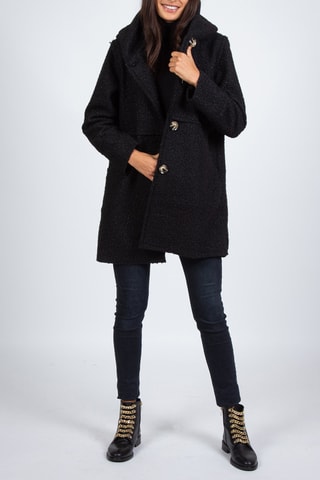 Manteau droit à capuche - Noir