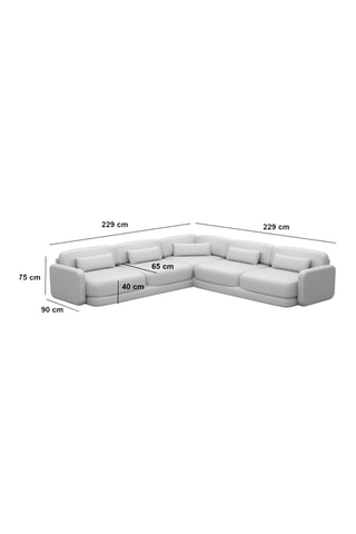 Canapé d'angle Migala - Crème - 6 places - Tissu toucher velours