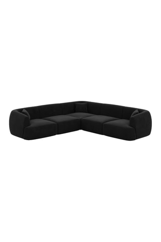 Canapé d’angle Ozura - Noir - 6 places - Tissu velours