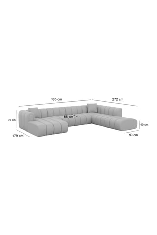Canapé d'angle droit panoramique Luma - Beige - 7 places - Tissu structurel