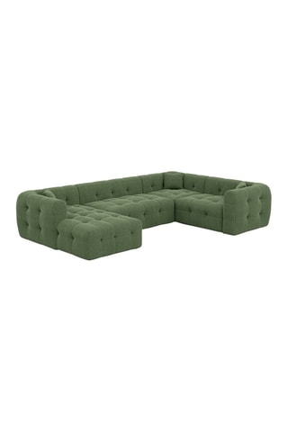 Canapé d'angle droit panoramique Baloo - Vert - 7 places - En polyester