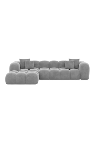 Canapé d'angle gauche Nuvola - Gris clair - 5 places - Tissu toucher velours