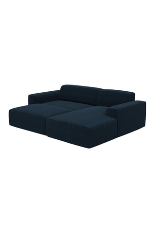 Canapé d'angle droit convertible Lenova - Bleu atlantique - 5 places - Tissu velours côtelé