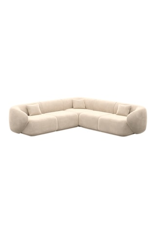 Canapé d'angle Maitano - Crème - 6 places - Tissu toucher velours