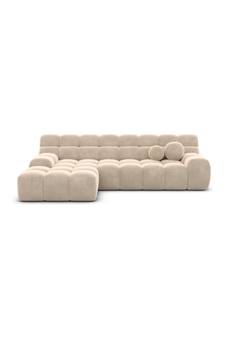 Canapé d'angle gauche Bonobo - Crème - 4 places - En tissu velours