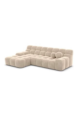 Canapé d'angle gauche Bonobo - Crème - 4 places - En tissu velours