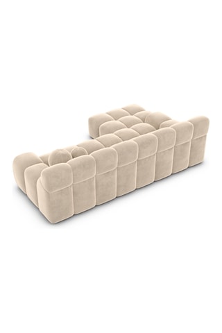 Canapé d'angle gauche Bonobo - Crème - 4 places - En tissu velours