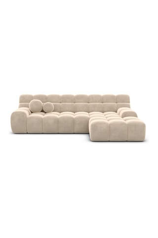 Canapé d'angle droit Bonobo - Crème - 4 places - En tissu velours