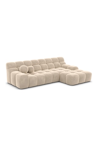 Canapé d'angle droit Bonobo - Crème - 4 places - En tissu velours