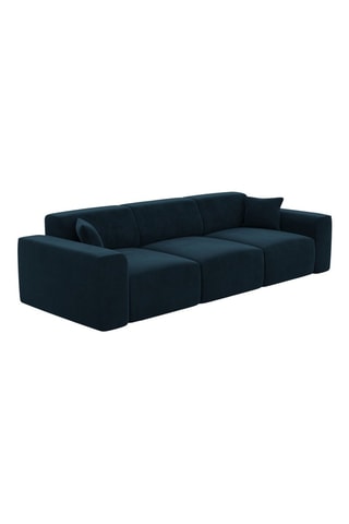 Canapé Lenova - Bleu marine - 4 places - En tissu velours