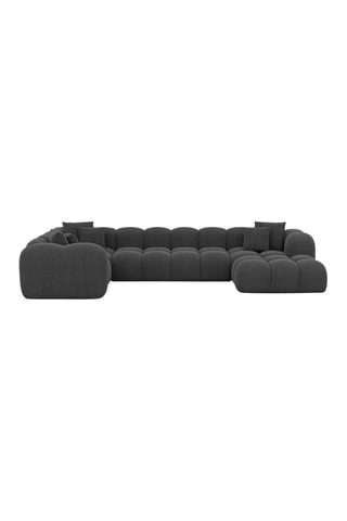 Canapé droit panoramique Nuvola - Anthracite - 7 places - Tissu structurel