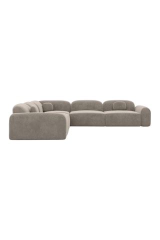 Canapé d'angle Labucca - Beige foncé - 6 places - Tissu toucher velours