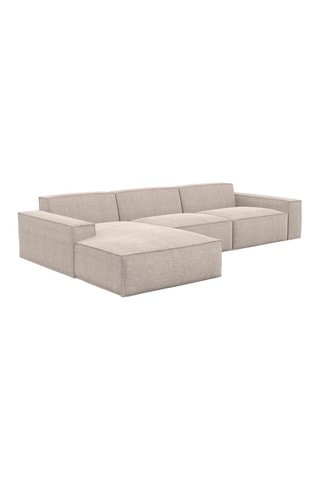 Canapé d'angle gauche Lionel - Beige - 5 places - Tissu structuré