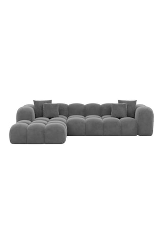 Canapé d'angle gauche Nuvola - Gris foncé - 5 places - Tissu toucher velours