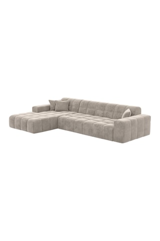 Canapé d'angle gauche Cardano - Sable - 5 places - Tissu toucher velours