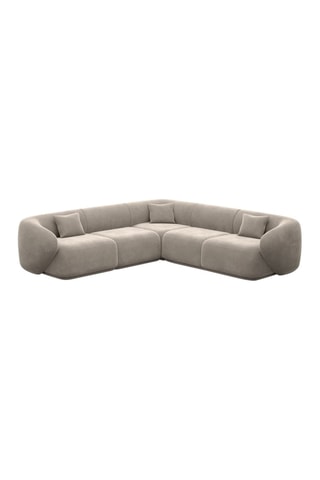 Canapé d'angle Maitano - Beige foncé - 6 places - Tissu toucher velours