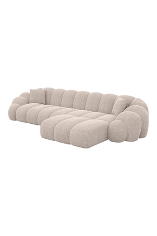 Canapé d'angle droit Donda - Beige - 5 places - En tissu structuré