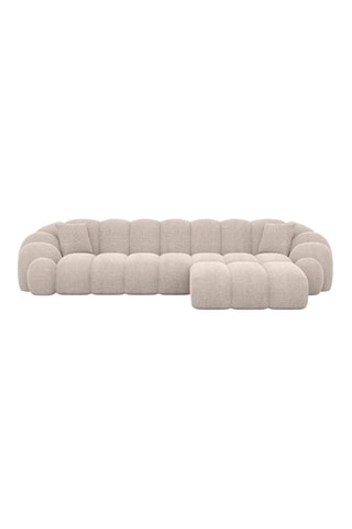 Canapé d'angle droit Donda - Beige - 5 places - En tissu structuré