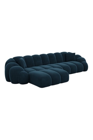 Canapé d'angle gauche Donda - Bleu foncé - 5 places - En tissu velours