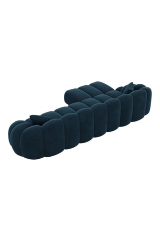 Canapé d'angle gauche Donda - Bleu foncé - 5 places - En tissu velours