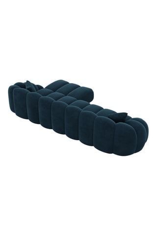Canapé d'angle droit Donda - Bleu foncé - 5 places - En tissu velours