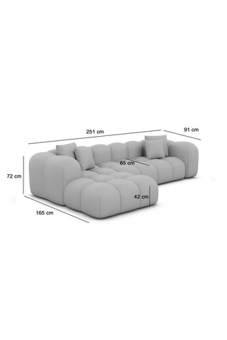 Canapé d'angle gauche convertible - Crème - 5 places - En tissu velours
