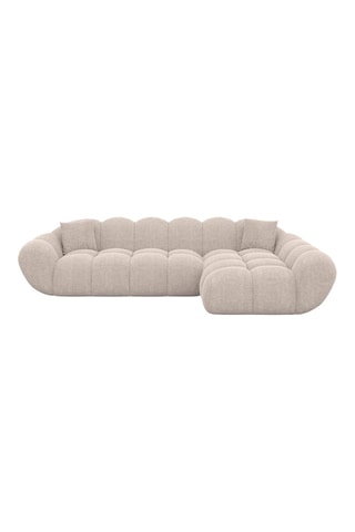 Canapé d'angle droit Sagnia - Beige - 4 places - En tissu structuré