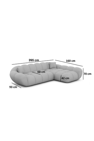 Canapé d'angle droit Sagnia - Beige - 4 places - En tissu structuré
