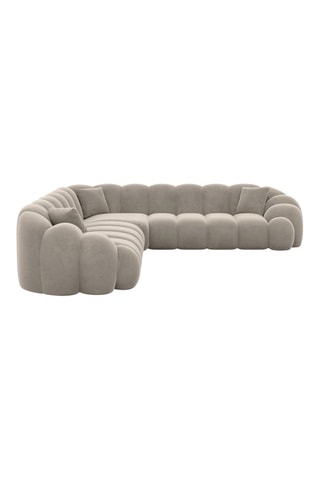 Canapé d'angle gauche Donda - Beige - 6 places - En tissu velours