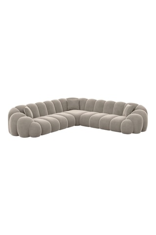 Canapé d'angle gauche Donda - Beige - 6 places - En tissu velours