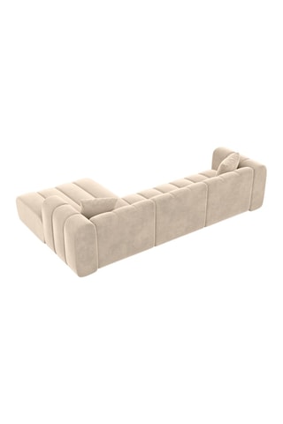 Canapé d'angle droit Luma - Crème - 5 places - Tissu toucher velours