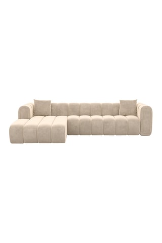 Canapé d'angle gauche Luma - Crème - 5 places - Tissu toucher velours