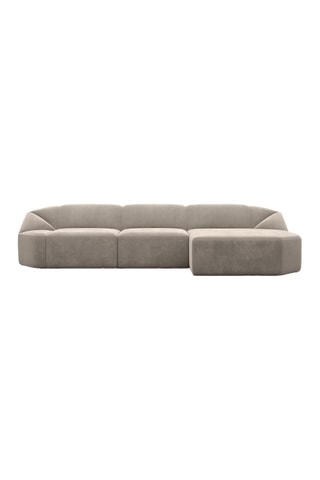 Canapé d'angle droit Laguna - Beige foncé - 5 places - Tissu toucher velours