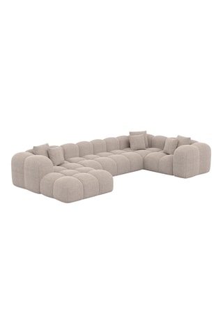 Canapé d'angle gauche panoramique convertible Nuvola - Beige - 7 places - En tissu structuré