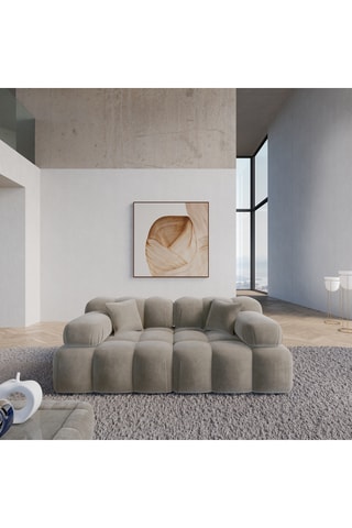 Canapé droit Seducca - Beige - 2 places - En tissu toucher velours