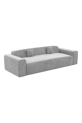 Canapé droit Slavador - Gris clair - 3 places - En tissu toucher velours