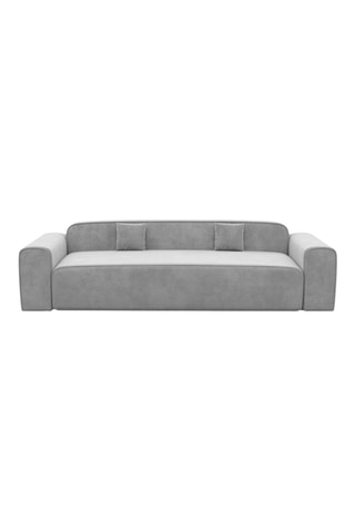 Canapé droit Slavador - Gris clair - 3 places - En tissu toucher velours