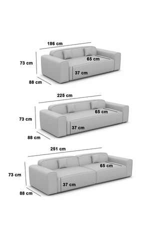Canapé droit Slavador - Gris clair - 3 places - En tissu toucher velours